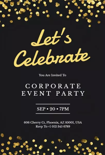 Elegant Gold Black Corporate Event Party Invitation Template