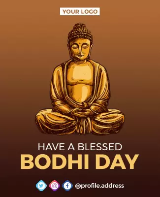 Elegant Gold Buddha Design for Bodhi Day Celebration Poster Template