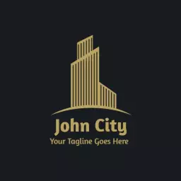 Elegant Gold City Skyline Design Highlighting Urban Development Logo Template