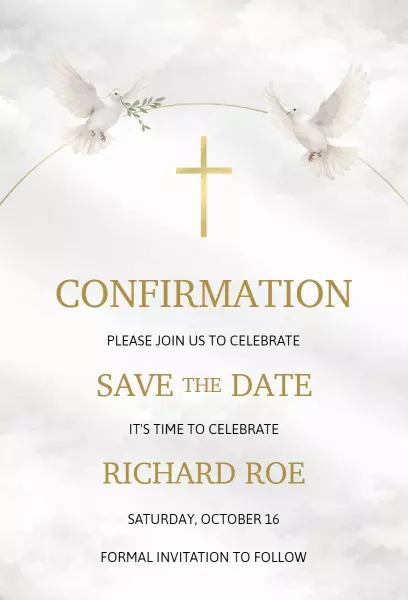 Elegant Gold Confirmation Ceremony Invitation Template