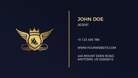 Elegant Gold Crown Logo Personal Business Card Template