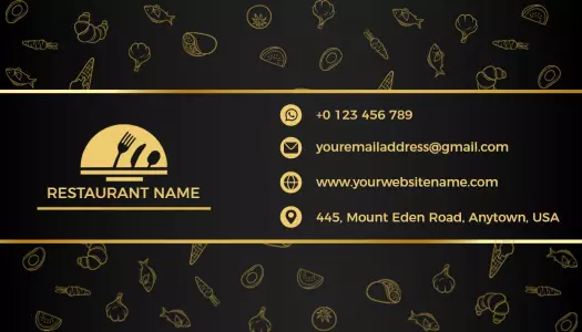 Elegant Gold Culinary Art Restaurant Business Card Template