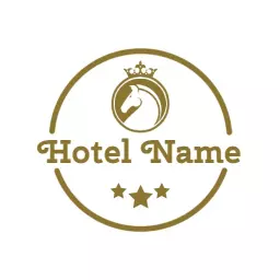 Elegant Gold Emblem Showcasing Luxurious Hotel Experience Logo Template