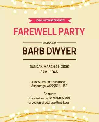 Elegant Gold Farewell Breakfast Party Invitation Poster Template