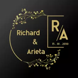 Elegant Gold Floral Design Celebrating a Wedding Logo Template