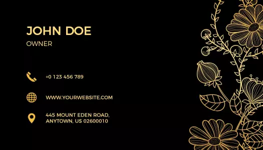 Elegant Gold Floral Luxury Business Card Template