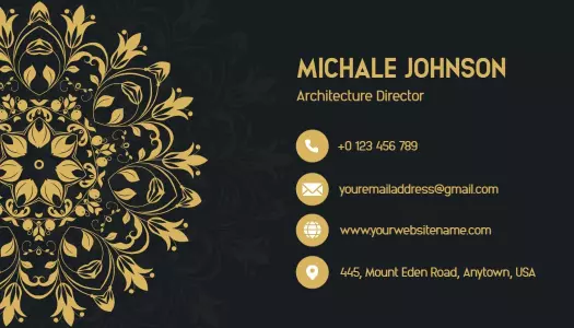 Elegant Gold Floral Mandala Architecture Business Card Template
