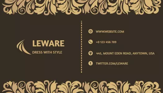 Elegant Gold Floral Pattern Fashion Boutique Business Card Template