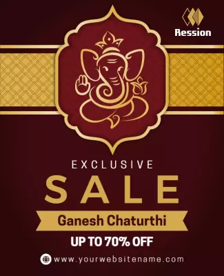 Elegant Gold Ganesh Chaturthi Celebration Sale Poster Template