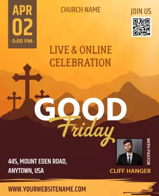 Elegant Gold Good Friday Live Celebration Poster Template