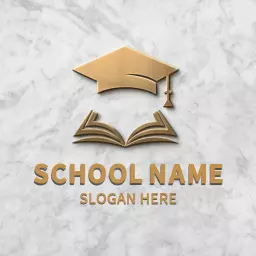 Elegant Gold Graduation Cap and Book Mockup Logo Template