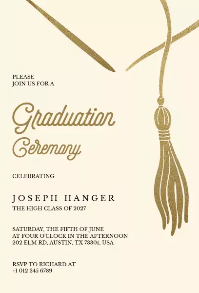 Elegant Gold Graduation Ceremony Celebration Invitation Template