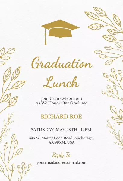 Elegant Gold Graduation Lunch Celebration Invitation Template