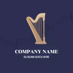 Elegant Gold Harp Design Representing Classical Music Logo Template