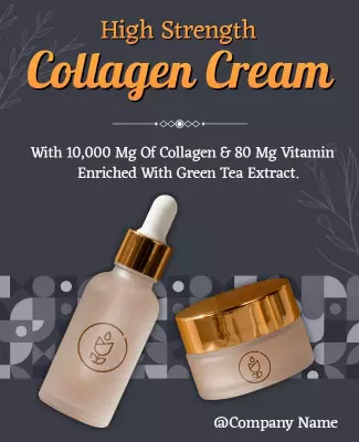 Elegant Gold High Strength Collagen Cream Product Poster Template