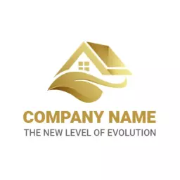 Elegant Gold House Design Showcasing Architect Innovation Logo Template