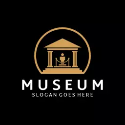 Elegant Gold Iconic Museum Building with Artistic Elements Logo Template
