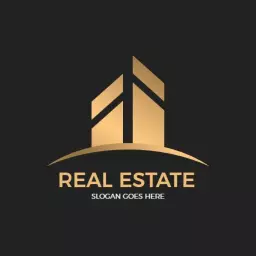 Elegant Gold Industrial Real Estate Design Featuring Buildings Logo Template