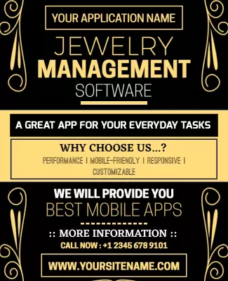 Elegant Gold Jewelry Management Software Promotional Poster Template