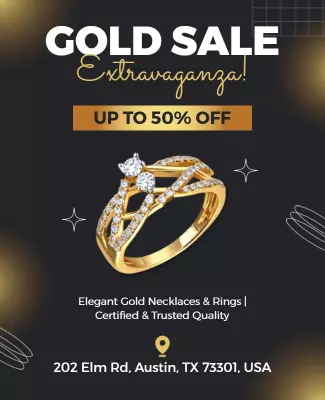 Elegant Gold Jewelry Sale Extravaganza Discount Poster Template