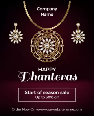 Elegant Gold Jewelry Sale for Dhanteras Poster Template