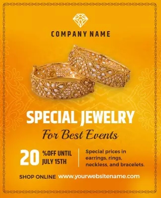 Elegant Gold Jewelry Sale for Special Events Poster Template