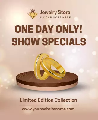 Elegant Gold Jewelry Show Specials Poster Template
