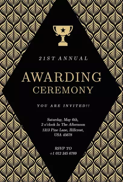 Elegant Gold Leaf Awards Ceremony Invitation Template