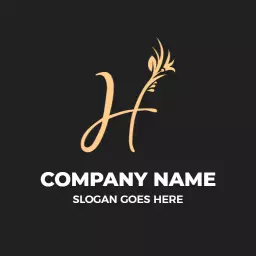 Elegant Gold Leaf Design Highlighting H Letter Logo Template