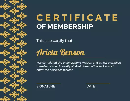 Elegant Gold Leaf Design Membership Certificate Template