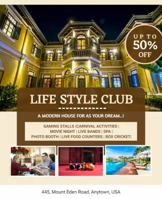 Elegant Gold Lifestyle Club Event Promotion Poster Template