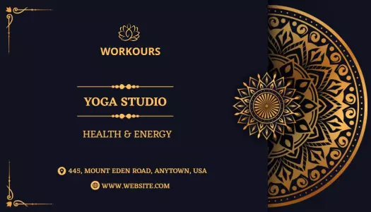 Elegant Gold Mandala Design for Yoga Studio Business Card Template