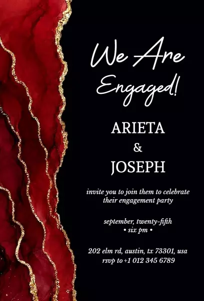 Elegant Gold Marbled Engagement Celebration Invitation Template