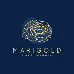 Elegant Gold Marigold Floral Design and Branding Logo Template