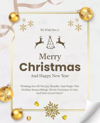 Elegant Gold Merry Christmas and Happy New Year Poster Template