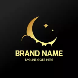 Elegant Gold Moon Design Enveloping Starry Night Logo Template