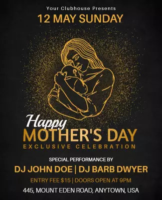 Elegant Gold Mother's Day Celebration Event Poster Template