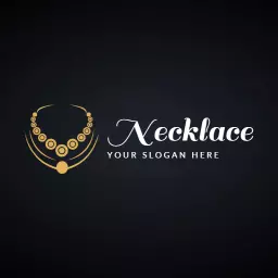 Elegant Gold Necklace Design on Dark Background Logo Template