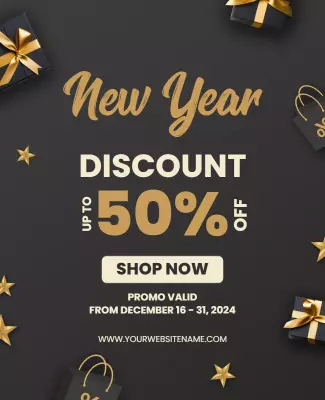 Elegant Gold New Year Discount Sale Poster Template