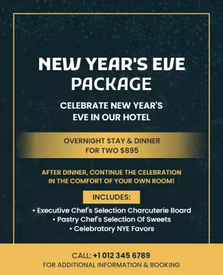 Elegant Gold New Year's Eve Celebration Package Poster Template