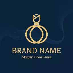 Elegant Gold Perfume Bottle Design on Dark Background Logo Template