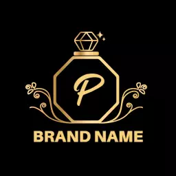 Elegant Gold Perfume Bottle Design Representing Royal Essence Logo Template