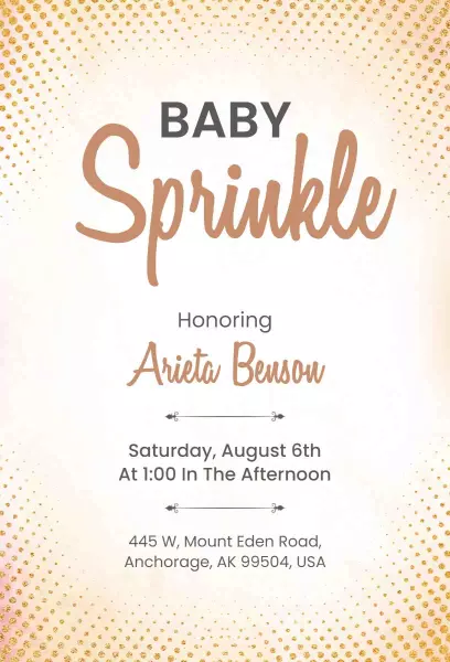 Elegant Gold Polka Dot Baby Sprinkle Celebration Invitation Template