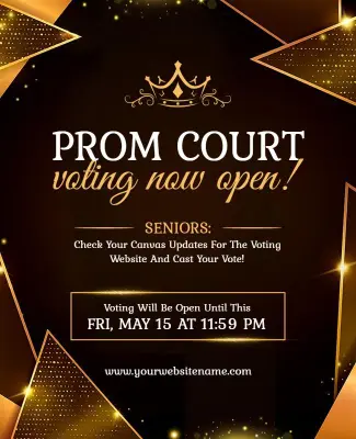 Elegant Gold Prom Court Voting Announcement Flyer Template