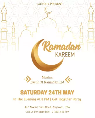 Elegant Gold Ramadan Kareem Celebration Party Poster Template