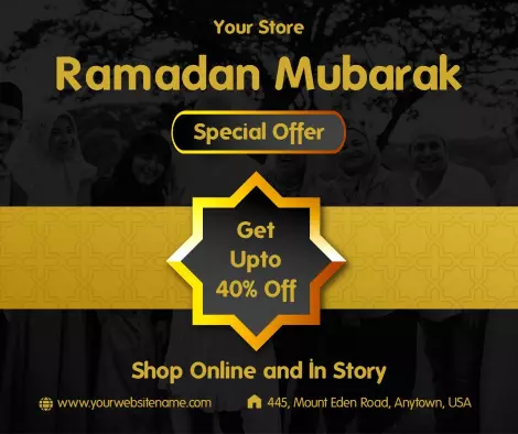 Elegant Gold Ramadan Mubarak Special Offer Festival Ad Template