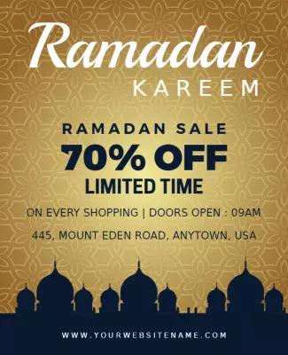 Elegant Gold Ramadan Sale Discount Flyer Template