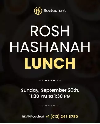 Elegant Gold Rosh Hashanah Lunch Celebration Poster Template