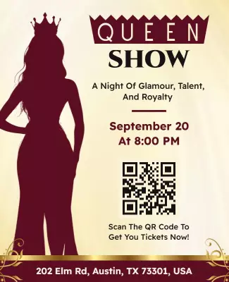 Elegant Gold Royalty Glamour Queen Show Poster Template