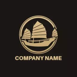 Elegant Gold Sailing Vessels Representing Royal Heritage Logo Template